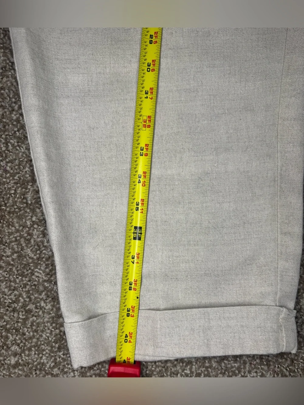 Club Room by Charter Club Men’s Linen Blend Pants Beige Pleated 42x30 Cuffe